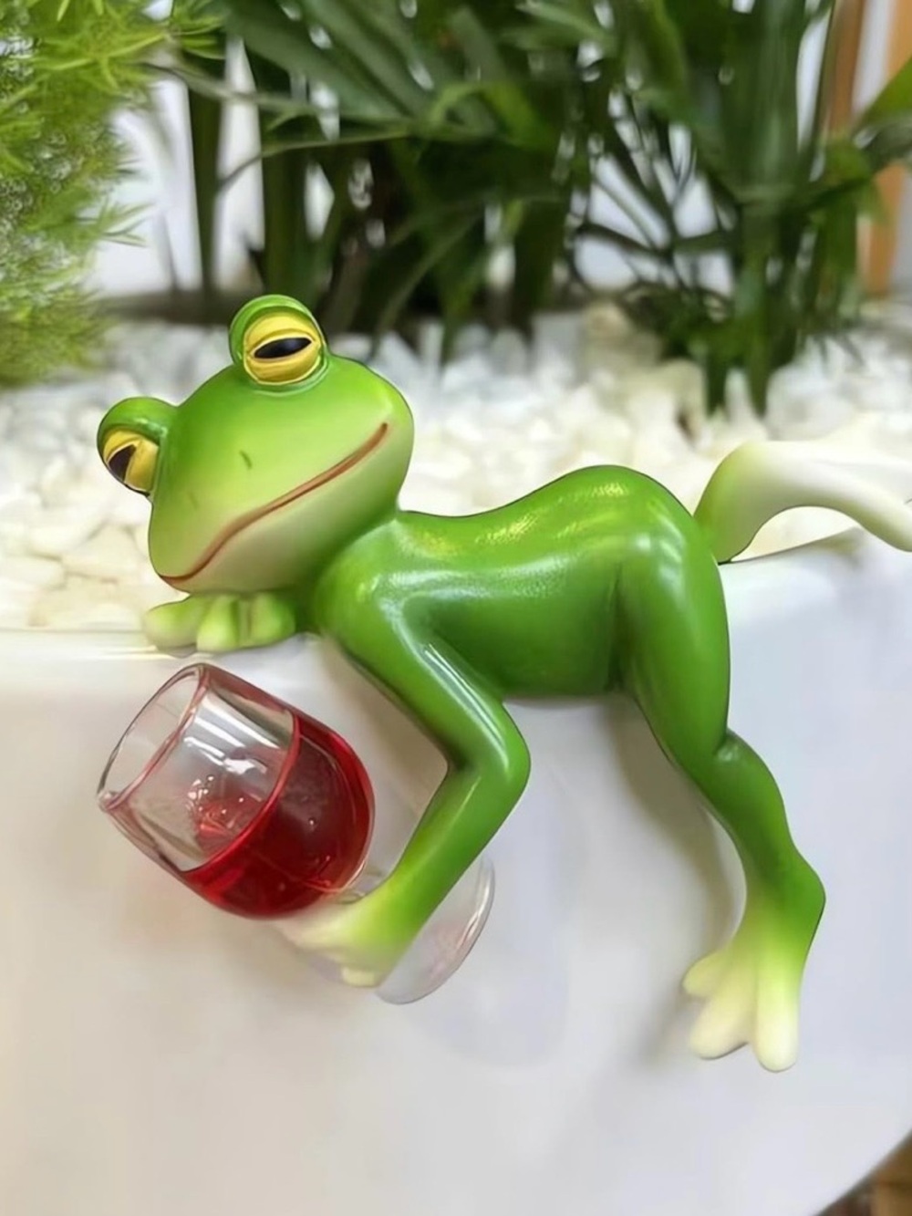 Funny wine drunk frog figurine plant accessories planter decoration accessory